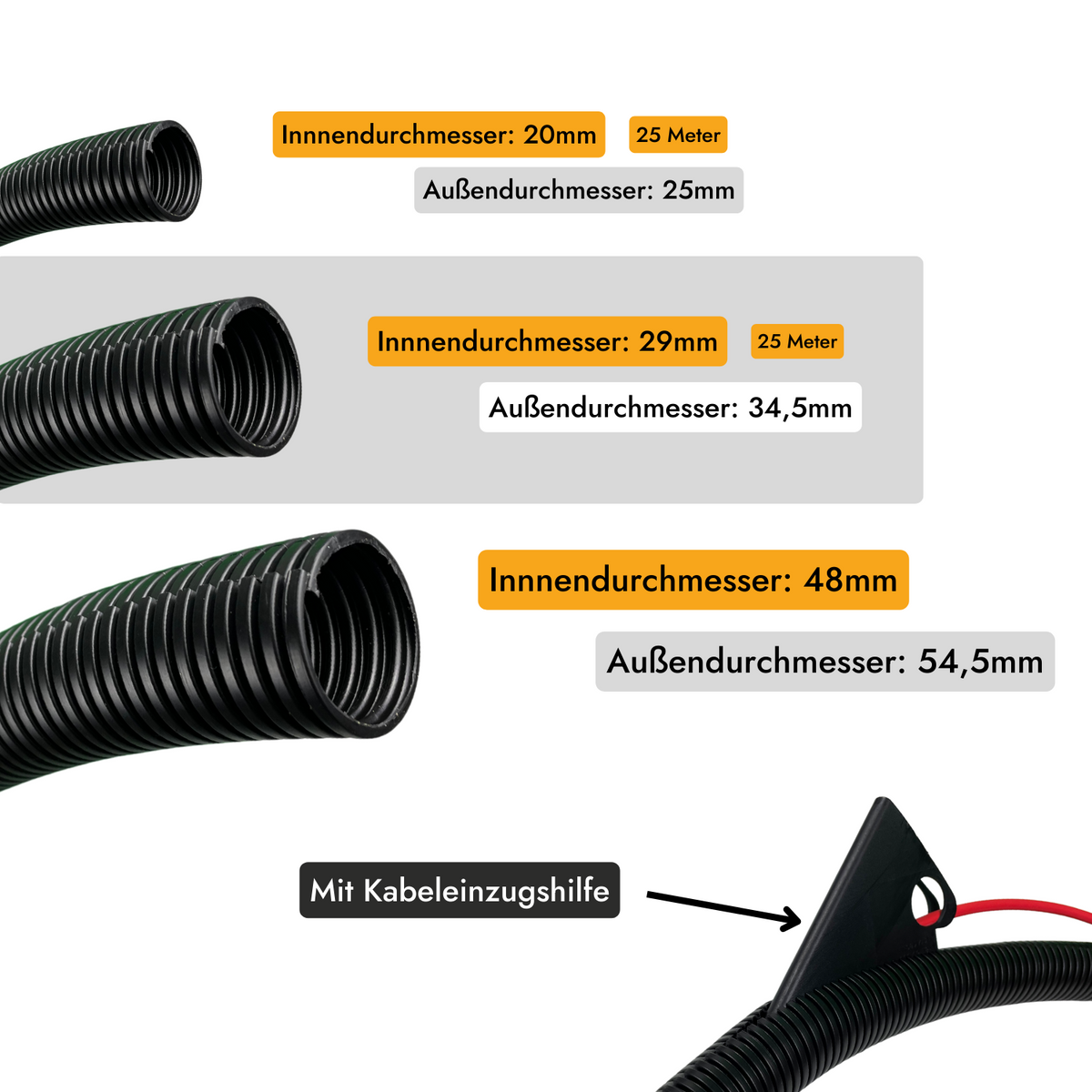 25m Kalitec Wellrohr 26,4mm Wellschlauch geschlitzt Schutzrohr Leerrohr Kabel 25m Kalitec Wellrohr 26,4mm Wellschlauch geschlitzt Schutzrohr Leerrohr Kabel