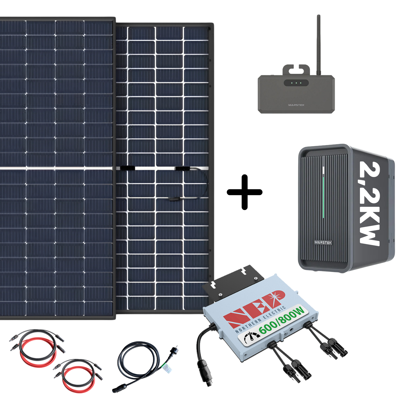 Balkonkraftwerk 800W mit Speicher 2,2kW und Smartmeter